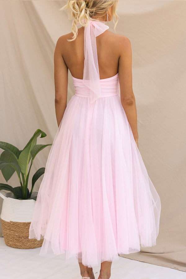 Robe longue tulle col montant américain pour femme – vue 2