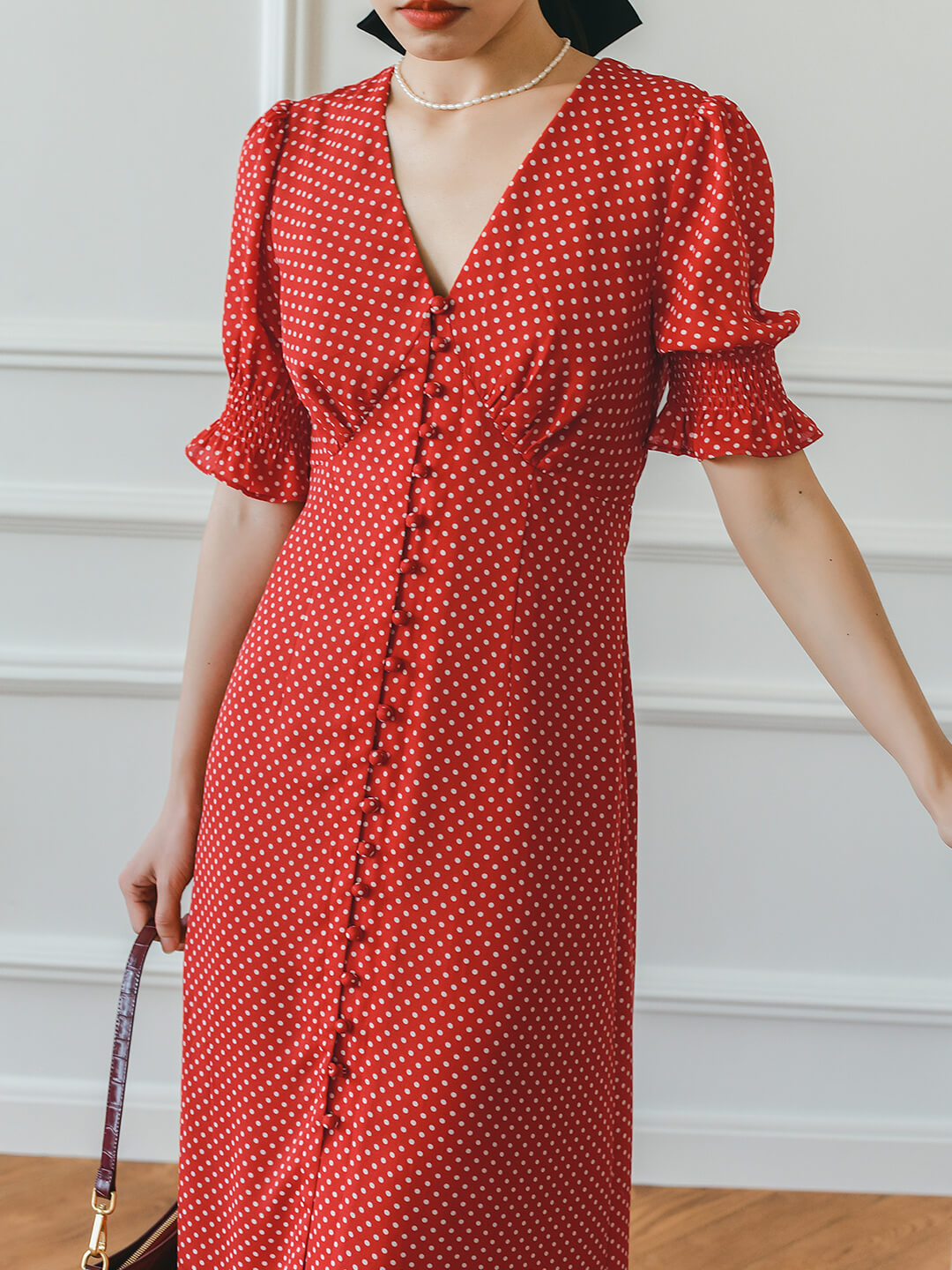 Robe longue fleurie jaune col V manches courtes pour femme