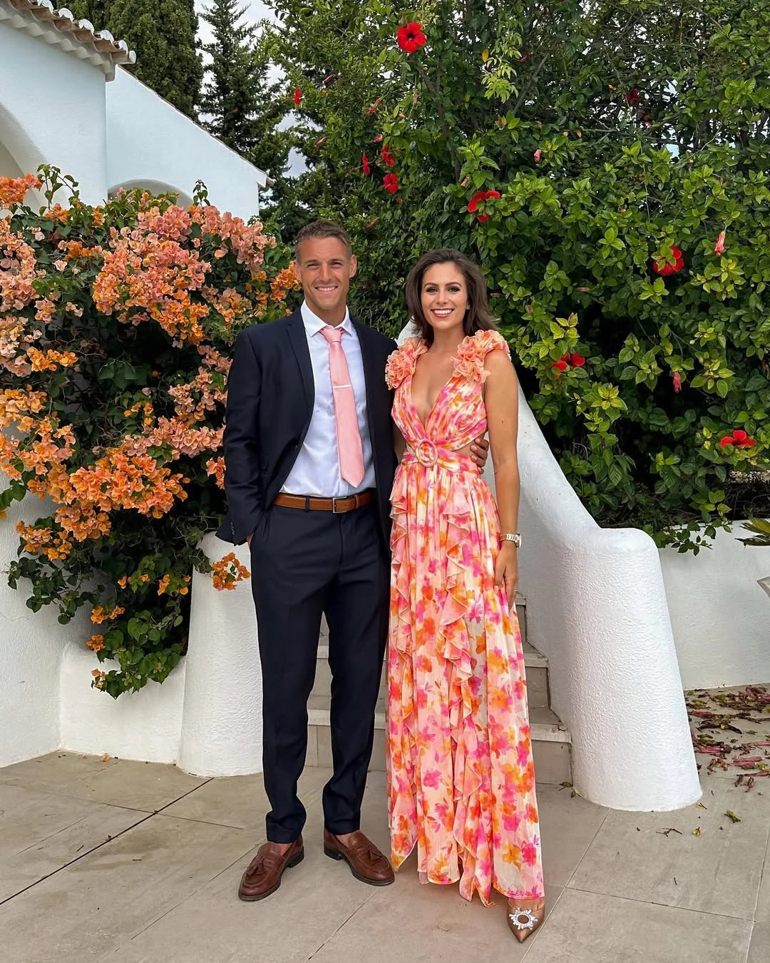 Robe longue imprimé floral volants pour femme