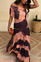 Robe longue plissée asymétrique une épaule pour femme