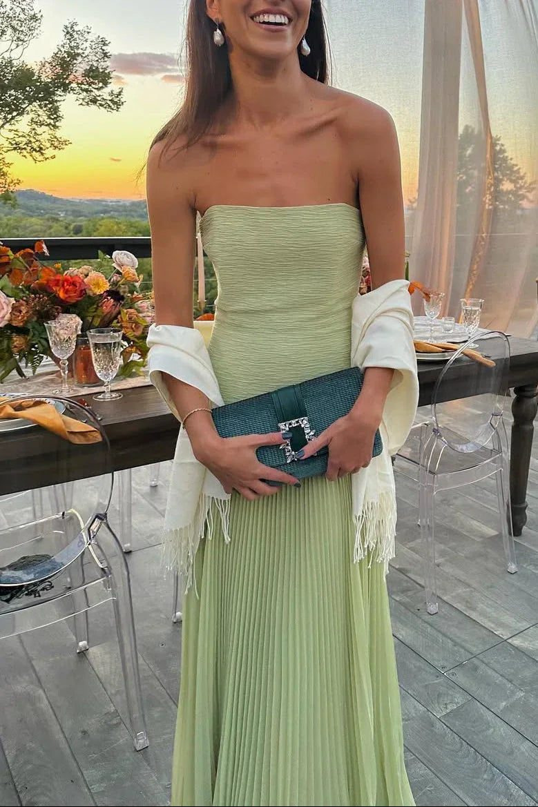 Robe longue plissée bustier drapée pour femme
