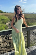 Robe longue plissée bustier drapée pour femme