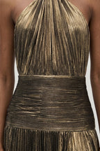 Robe longue plissée col halter fendue pour femme – vue 6