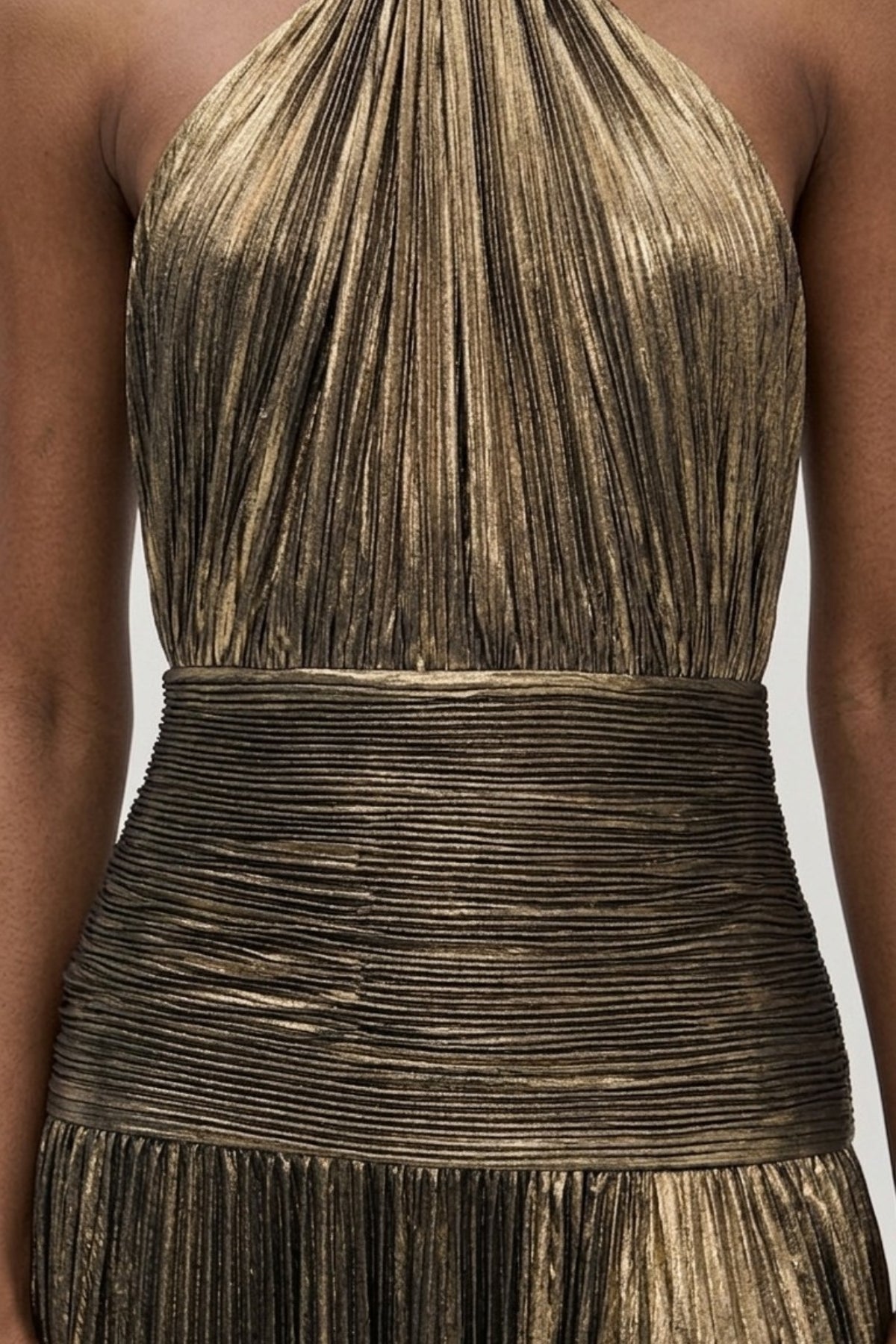 Robe longue plissée col halter fendue pour femme – vue 6