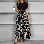 Robe maxi fleurie taille haute à nœud