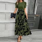 Robe maxi fleurie taille haute à nœud