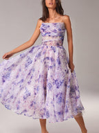 Robe midi évasée à bretelles fleuries