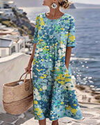 Robe midi ample à imprimé floral multicolore pour femme