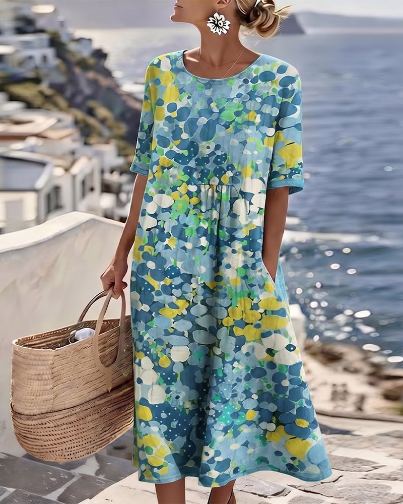 Robe midi ample à imprimé floral multicolore pour femme