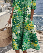 Robe midi ample à imprimé floral multicolore pour femme
