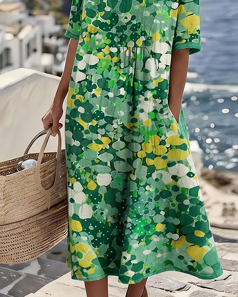 Robe midi ample à imprimé floral multicolore pour femme