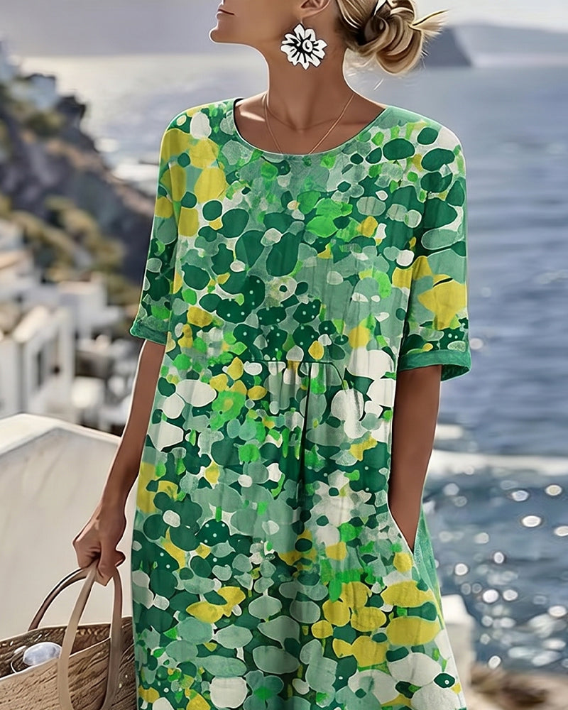 Robe midi ample à imprimé floral multicolore pour femme