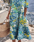 Robe midi ample à imprimé floral multicolore pour femme