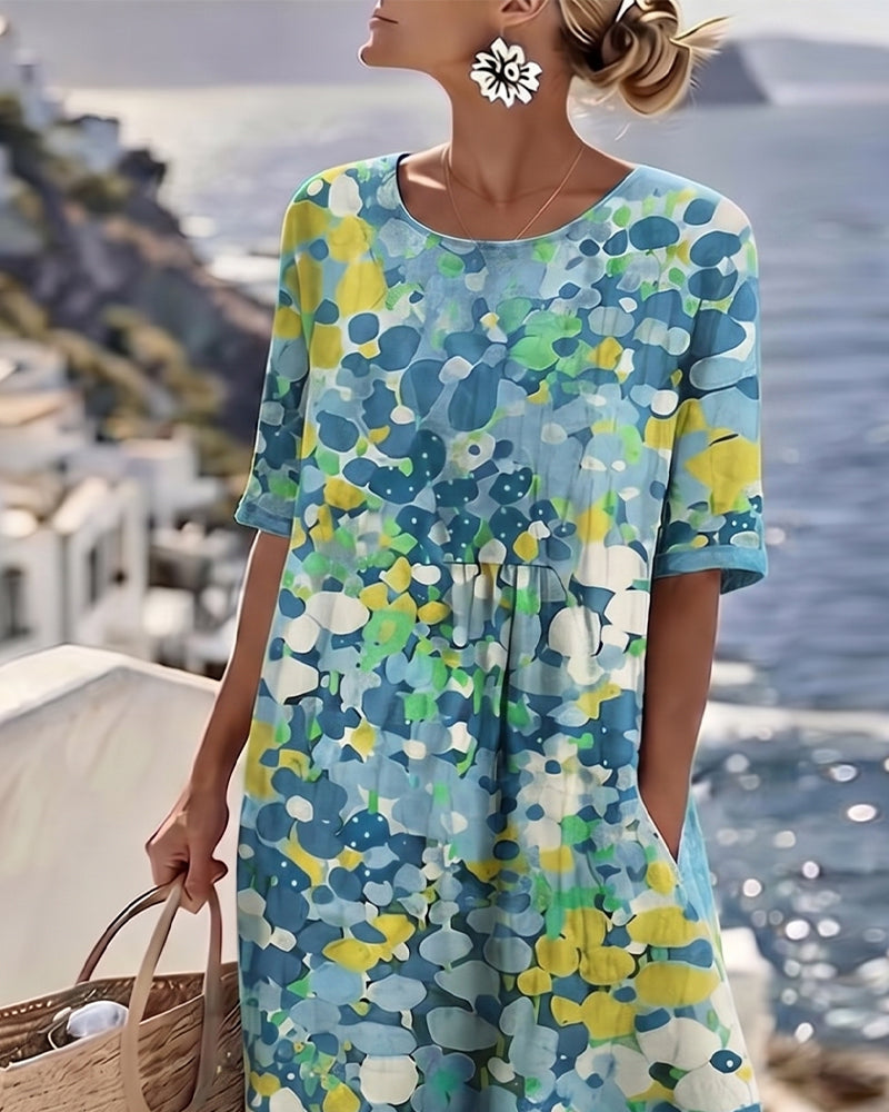 Robe midi ample à imprimé floral multicolore pour femme