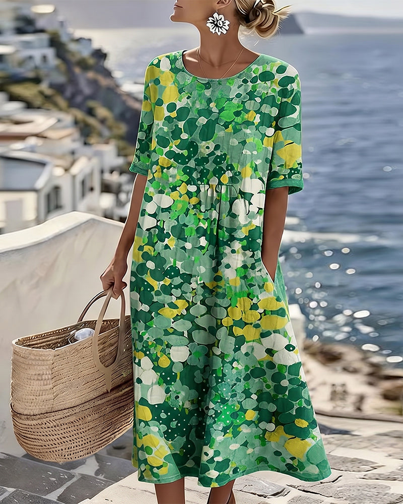 Robe midi ample à imprimé floral multicolore pour femme