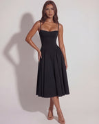 Robe midi bustier à jupe évasée