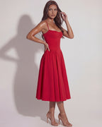 Robe midi bustier à jupe évasée