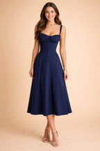 Robe midi bustier imprimé fleuri à fente pour femme
