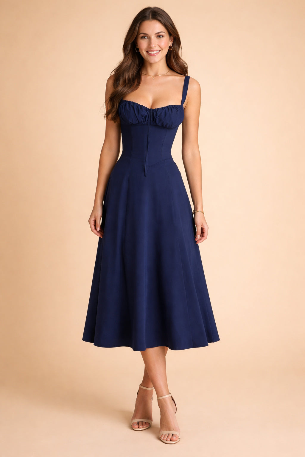 Robe midi bustier imprimé fleuri à fente pour femme