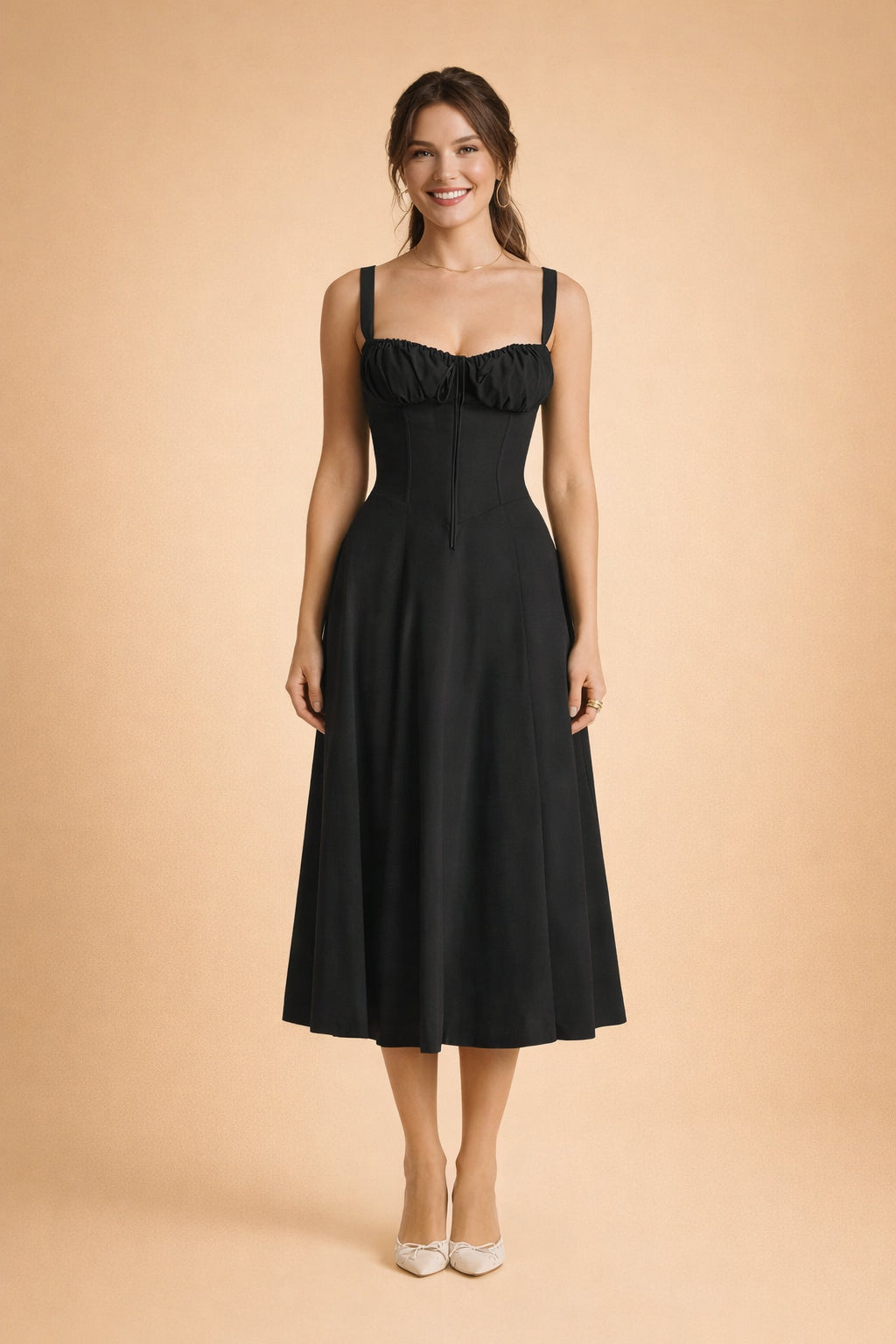 Robe midi bustier imprimé fleuri à fente pour femme