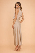 Robe midi col montant drapé pour femme