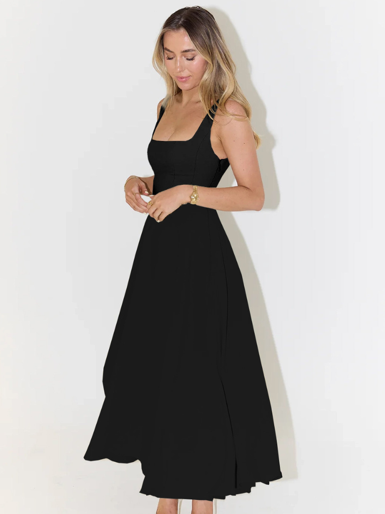 Robe midi évasée décolleté carré pour femme – vue 2