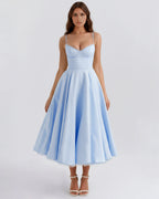 Robe midi évasée à bustier cœur