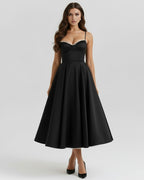 Robe midi évasée à bustier cœur
