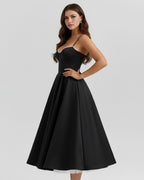 Robe midi évasée à bustier cœur