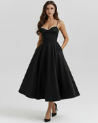 Robe midi évasée à bustier cœur