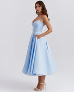 Robe midi évasée à bustier cœur