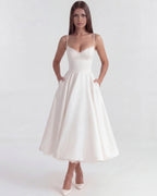 Robe midi évasée à bustier cœur