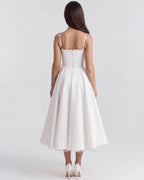 Robe midi évasée à bustier cœur