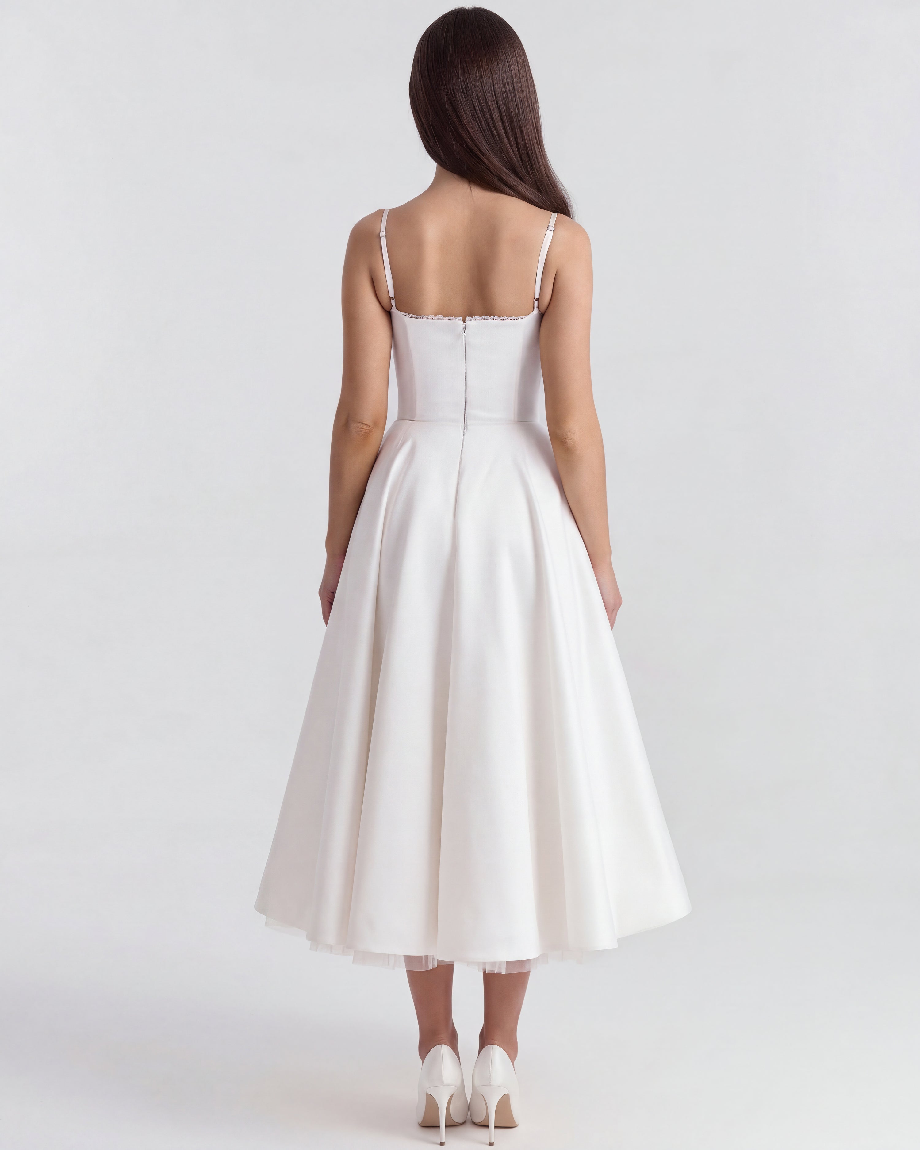 Robe midi évasée à bustier cœur