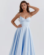 Robe midi évasée à bustier cœur