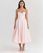 Robe midi évasée à bustier cœur