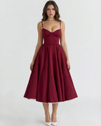 Robe midi évasée à bustier cœur