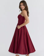 Robe midi évasée à bustier cœur