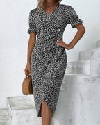 Robe midi portefeuille imprimée fleurie