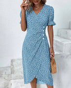 Robe midi portefeuille imprimée fleurie