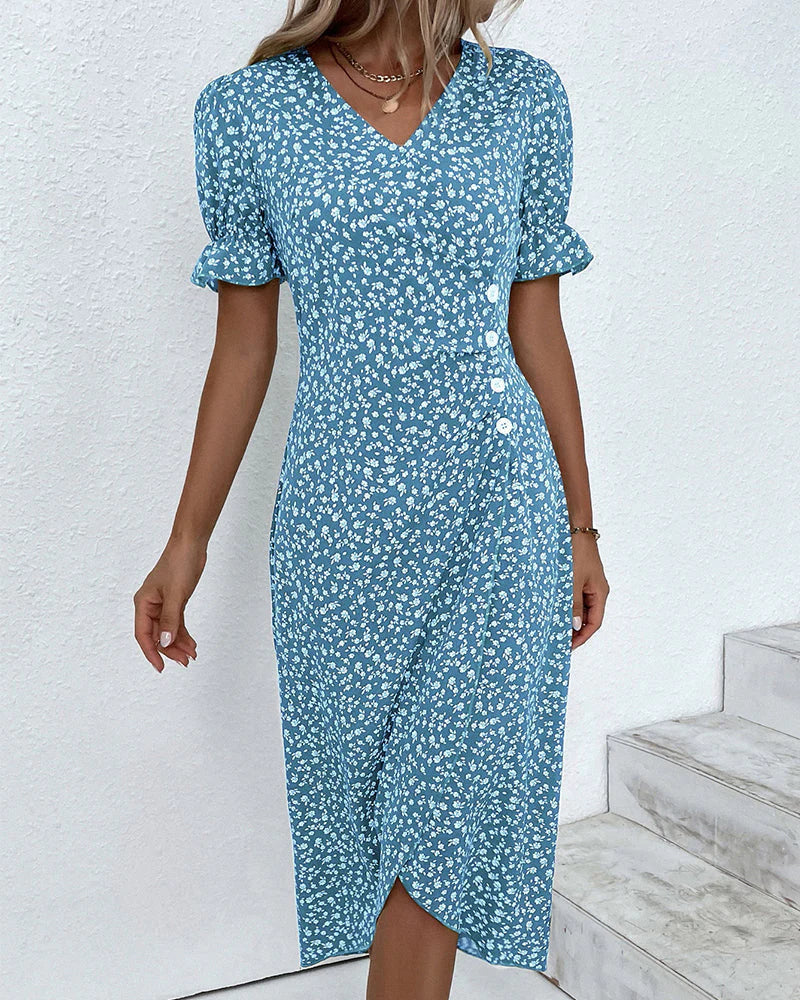 Robe midi portefeuille imprimée fleurie