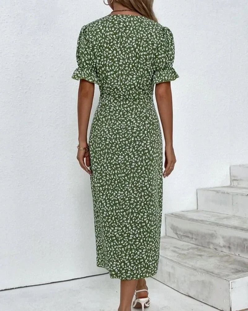Robe midi portefeuille imprimée fleurie