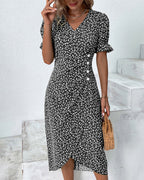 Robe midi portefeuille imprimée fleurie