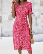 Robe midi portefeuille imprimée fleurie