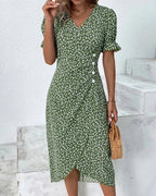 Robe midi portefeuille imprimée fleurie