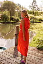 Robe midi sans manches col haut fendue pour femme – vue 9