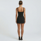 Robe mini ajustée décolleté carré pour femme