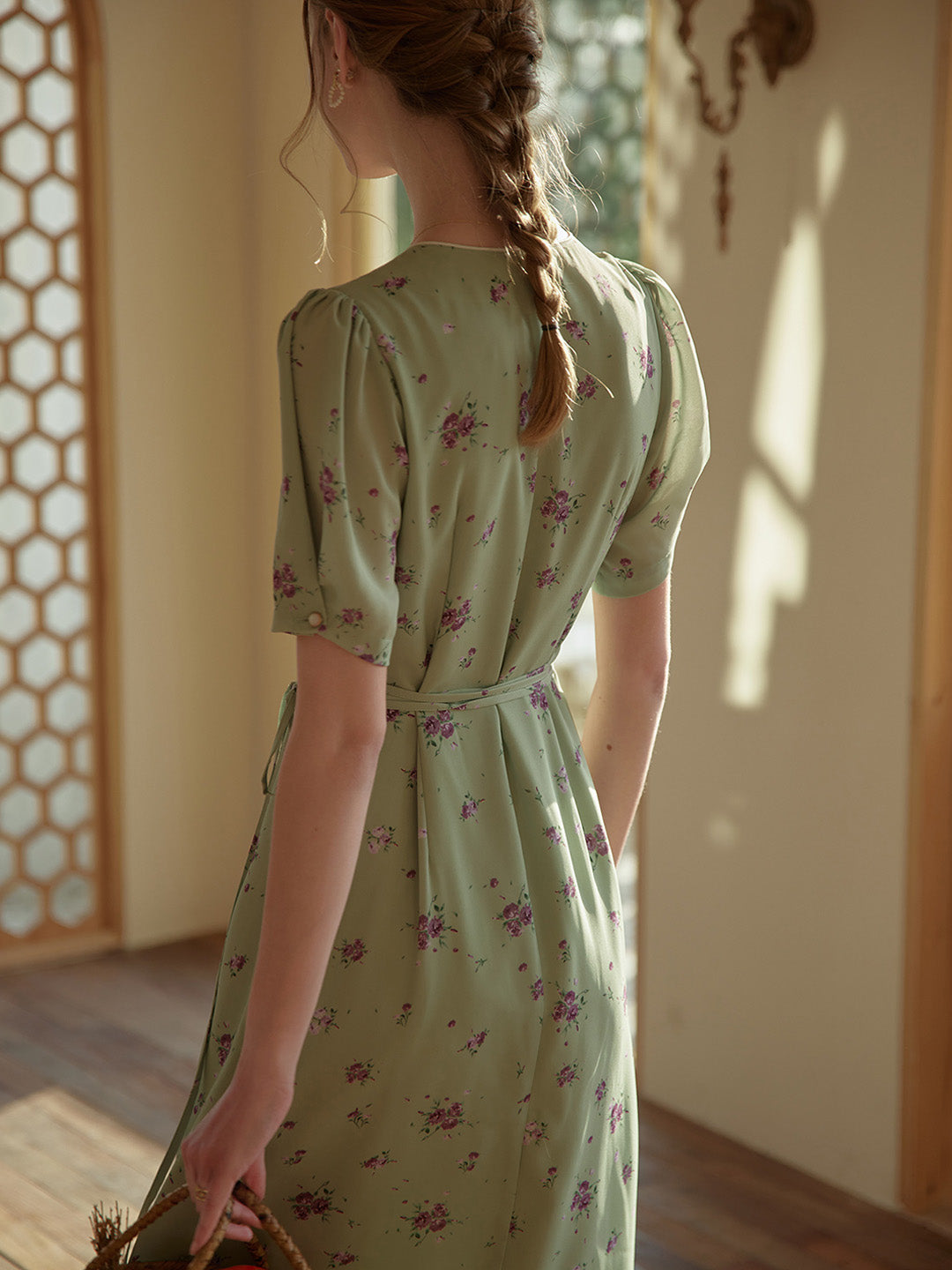 Robe portefeuille midi imprimé fleuri pour femme