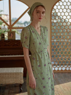Robe portefeuille midi imprimé fleuri pour femme