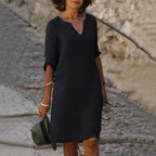 Robe tunique col V manches 3/4 pour femme